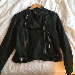 Ralph Lauren Size 10 Faux Green Leather Jacket
